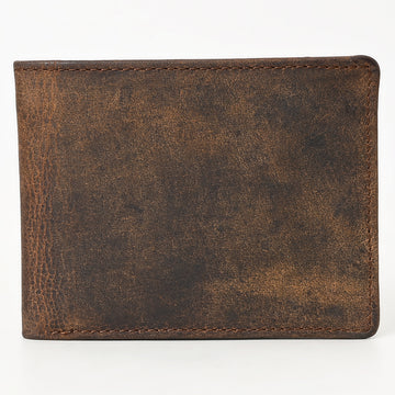 BAR H EQUINE American Western Bifold Men Genuine Leather Wallet Brown